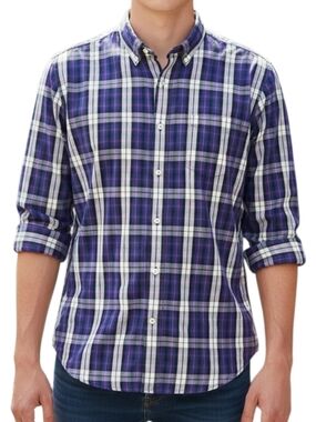 J. Crew Shirting's Men's Washed Tartan Plaid Long Sleeve Button Down Shirt